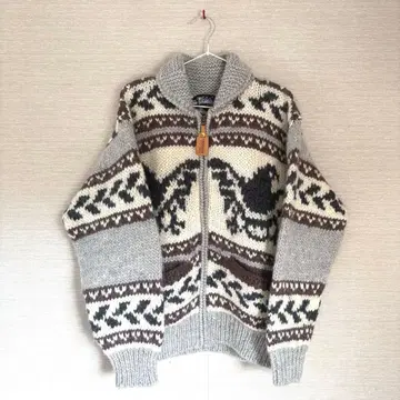 퍼스트다운 코위찬 니트 스웨터 90s 두툼한 베이지 남성용 L