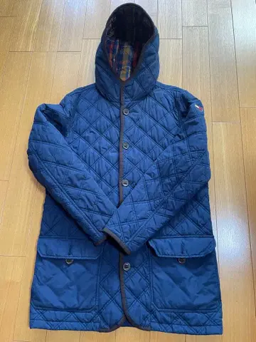 네이비 퀼팅 자켓 후드 부착