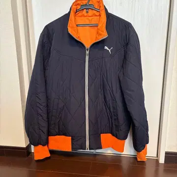 PUMA 네이비 오렌지 그레이 리버서블 점퍼 M