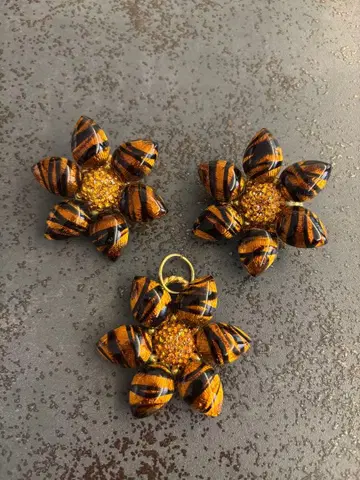 꽃 모양 빈티지풍 귀찌 펜던트 탑 세트