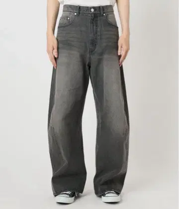 BC Stock 그레이 와이드 데님 팬츠 하이웨스트