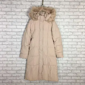 GRL 리본 벨트 후드 부착 롱 충전솜 코트 S 핑크 베이지