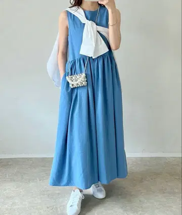 새상품급 엠마 테일러 린넨 터치 개더 플레어 롱 원피스