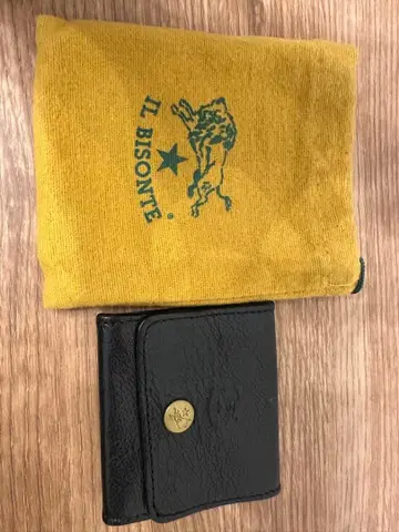 IL BISONTE 블랙 가죽 코인 케이스 수납 가방 포함
