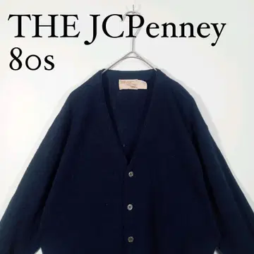 80s THE JCPenney 네이비 V넥 가디건 THE FOX