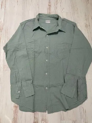 BIG YANK 그린 긴팔 셔츠 고양이 눈 네프 원단