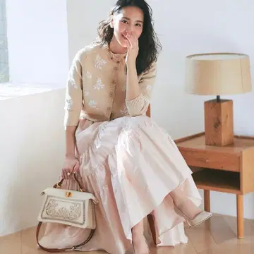 SEVEN TEN b MIHO KAWAHITO 플레어 스커트 핑크