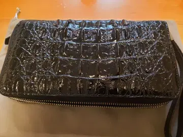 블랙 크로커다일풍 더블 지퍼 장지갑