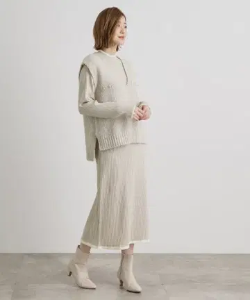 grove 그로브 니트 원피스 리브 니트