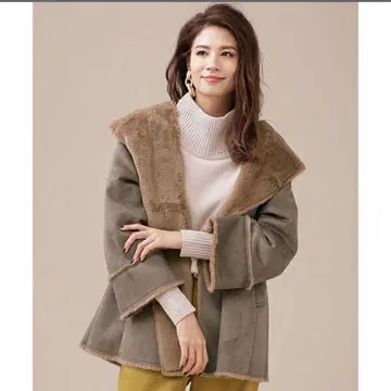 페이크 무스탕 망토 코트 나노 유니버스 무스탕 코트 무스탕 브라운