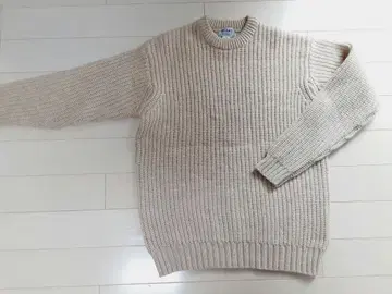 BEAMS 베이지 리브 니트 스웨터