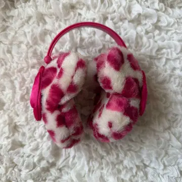 디즈니 귀도리 레오파드 무늬 핑크