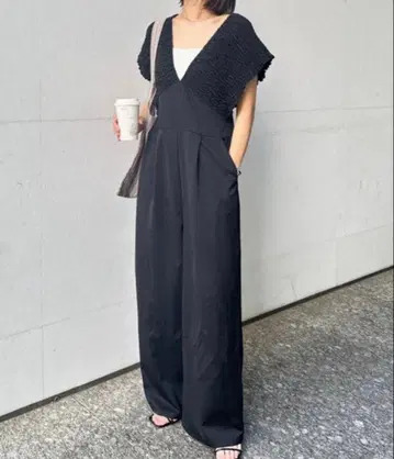 새상품급 라난 Ranan 백리본 셔링 살로펫 올인원