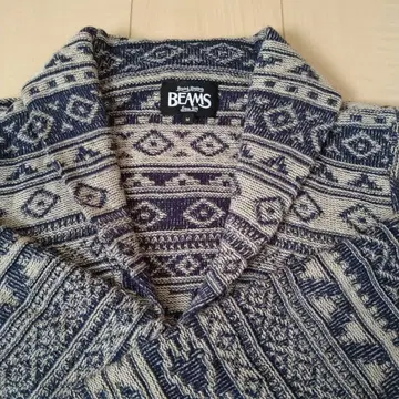 BEAMS 기하학 패턴 니트 가디건