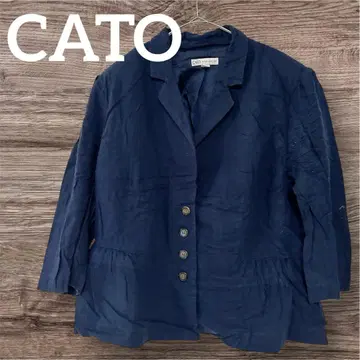 새상품급 CATO 네이비 테일러드 자켓 쾌적 플레어 린넨 레이온
