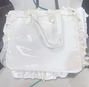 자카마트 화이트 프릴 리본 토트백