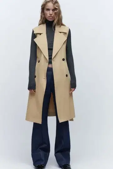 자라 ZARA 벨티드 트렌치코트 베스트 지레 베이지 XS 새상품