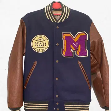 HOUSTON 바시티 자켓 멜톤 x 가죽 M 사이즈 새상품급 네이비