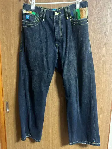 Coogi 다크 블루 데님 와이드 레그