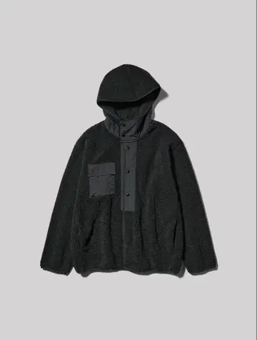 보아 플리스 스냅 후드티