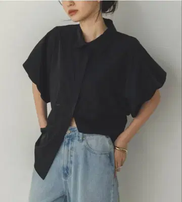 hunch 퍼프 슬리브 셔츠 블랙 미사용 택 포함