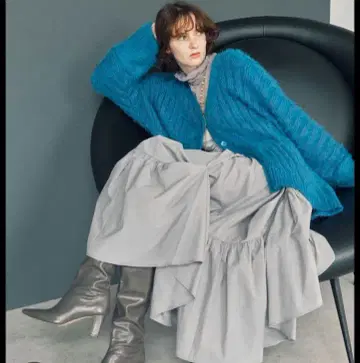 LA BELLE ETUDE 틸 긴팔 가디건 두꺼운 원단 블루