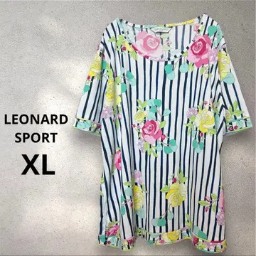 LEONARD SPORT (레오나르 스포츠) XL 반팔 꽃무늬 스트라이프