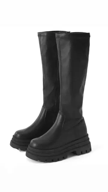 블랙 롱 부츠 통굽 디자인