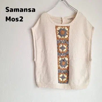 사만사 모스모스 니트 베스트 꽃무늬
