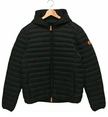 [ 새상품 ] 세이브 더 덕 블랙 후드 부착 다운 자켓