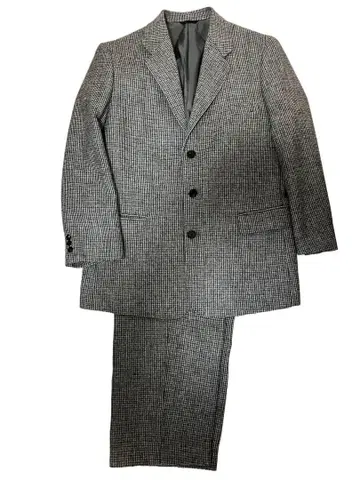 PAPAS 그레이 체크 무늬 수트 자켓과 팬츠 세트