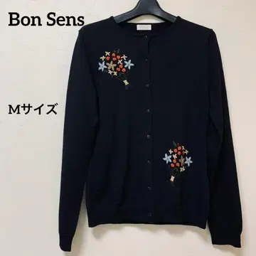 [새상품급] Bon Sens 니트 가디건 부케 자수 블랙 M 사이즈