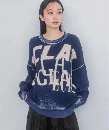 JEANASIS 리버스 다이 로고 BIG 풀오버 네이비