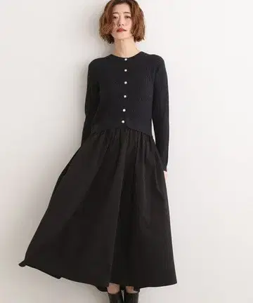 인기 완판템! grove 케이블 니트 도킹 원피스 3L