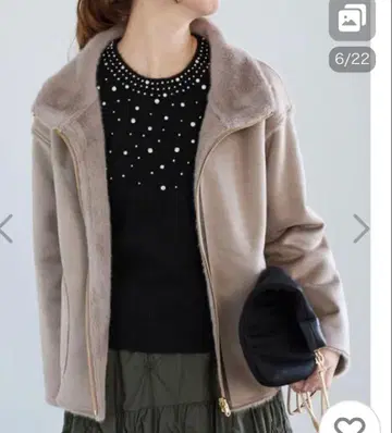 리버서블 무스탕풍 보아 블루종