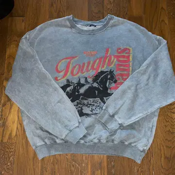 ZARA 그레이 프린트 맨투맨 L