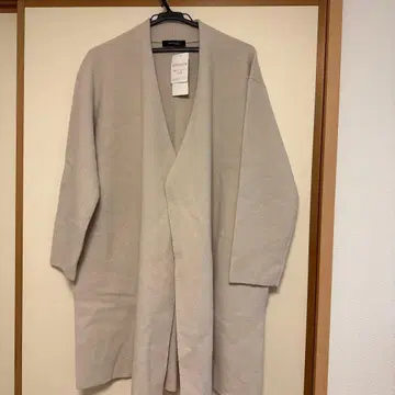 언타이틀 베이지 롱 코트 오픈 프론트 LL