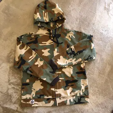 참스 카모 패턴 후드 부착 집업 후드티