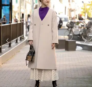 ROSE BUD 노카라 울 코트 베이지 M 새상품급