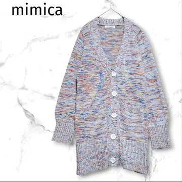 [ mimica ] 가디건 니트 롱 기장 V넥 멀티 컬러