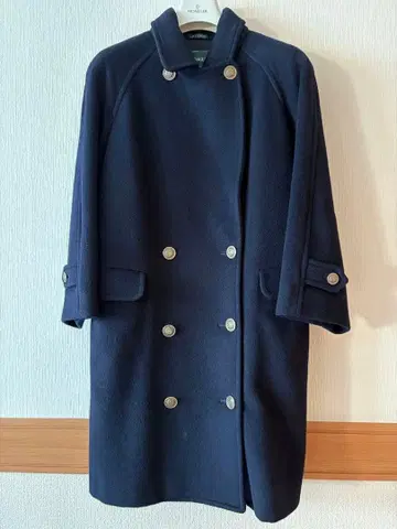 더블 브레스트 피 코트 IVY LEAGUE 울 혼방 여성용 네이비
