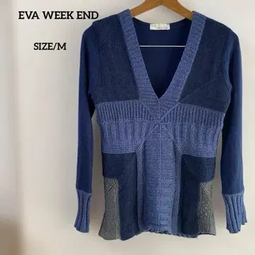 EVA WEEK-END 네이비 V넥 긴팔 니트