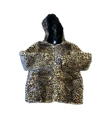 빈티지 레오파드 무늬 후드 부착 아우터 에코 퍼 USA 포켓