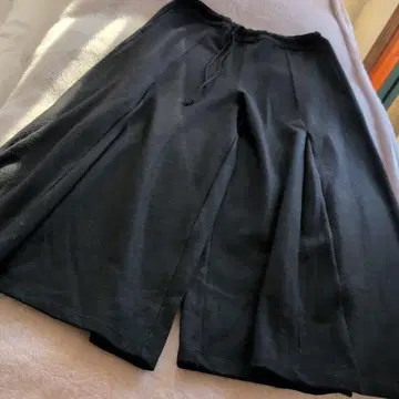 큐롯 스커트 롱 울 블랙