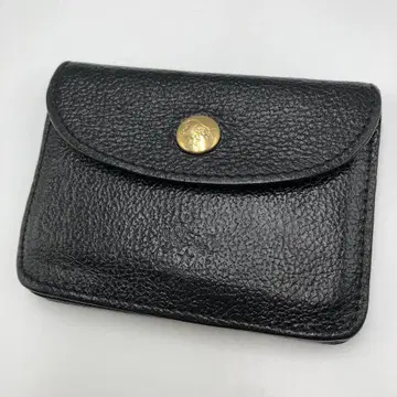 새상품급 레어 일비종떼 카드 케이스 가죽 블랙 주름 가죽