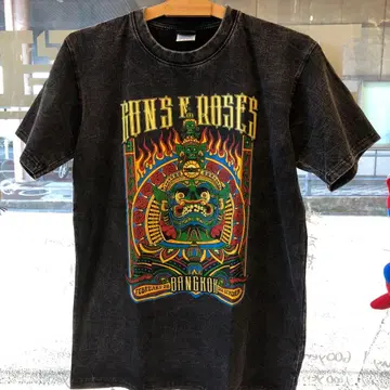 건즈앤로즈 L 밴딩 티셔츠 락 티셔츠 블랙