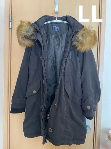 여성용 모즈 코트 LLsize 블랙 후드 퍼 포함 아우터 블랙