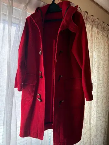 FITH 후드 부착 더플 코트 레드