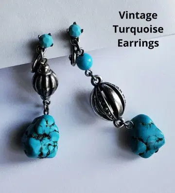 빈티지 터콰이즈 비대칭 드롭 귀걸이 주얼리
