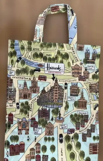 Harrods 토트백 미사용 SW1 지역 그림 도안